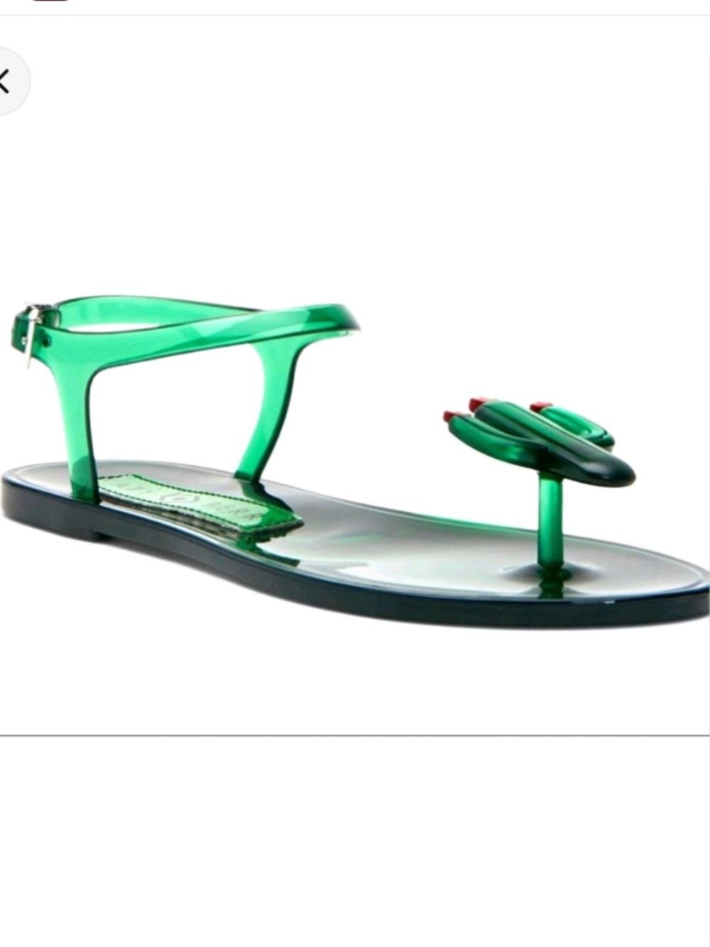 Katy Perry Collections Green Jelly Cactus Sandals with Red Flower Accents - Picture 4 of 12